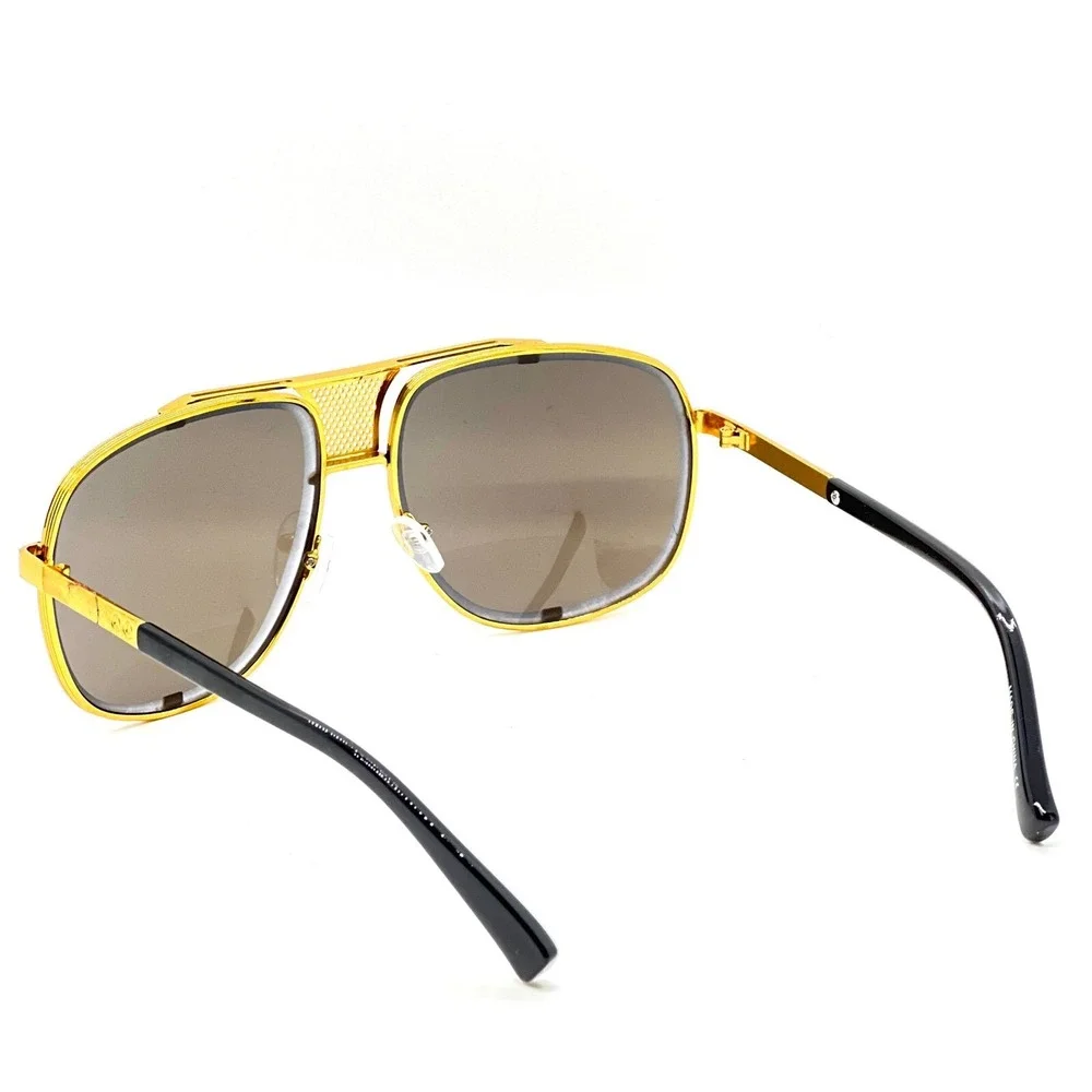 Sunglasses‎ Blue Lens Gold Accents Fashion Pilot Sun Glasses Men Street Wear New